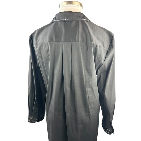 Chico's Contrast Detail Poplin Tunic Top Long Sleeve Button Blouse Size 3 16 18 - Picture 13 of 16